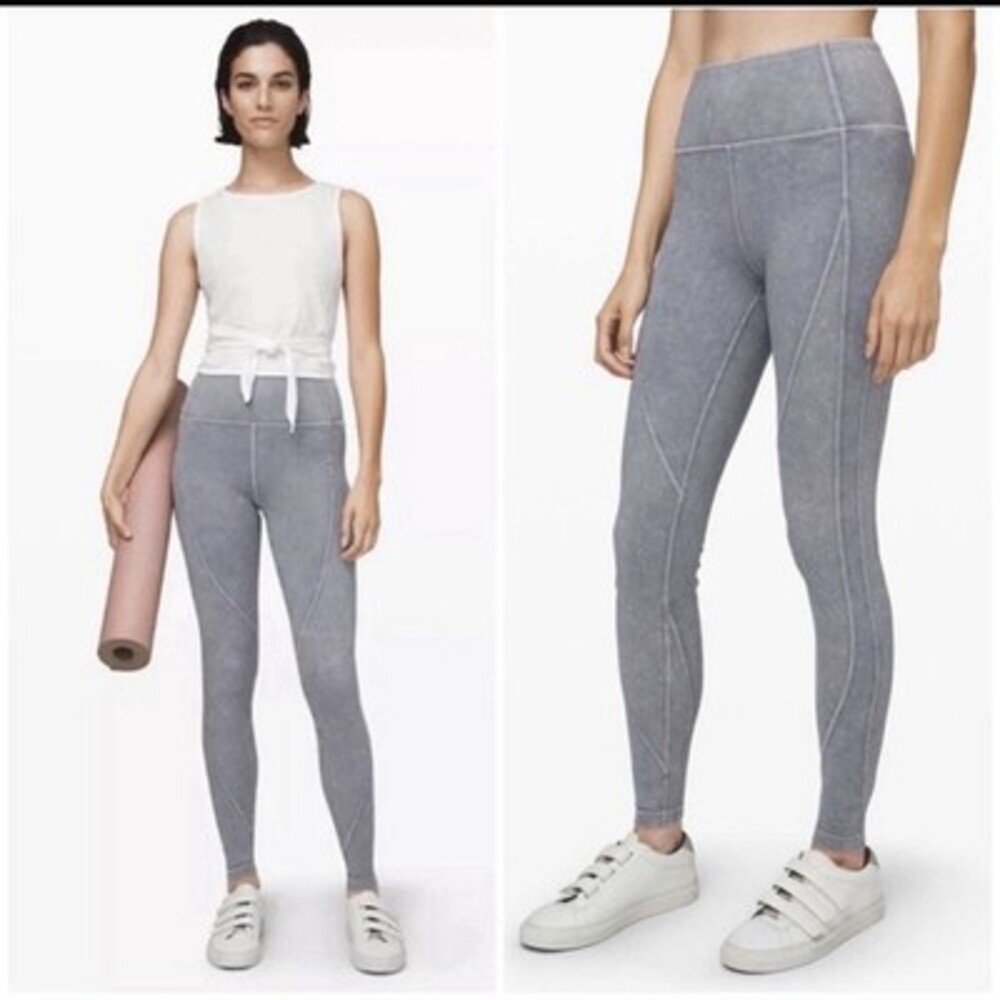 Lululemon Wunder Under High-Rise Tight size 2 Snow Washed Ribbed 28" Blue